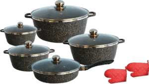 unique 12pcs pot set fry pan+2pcs gloves