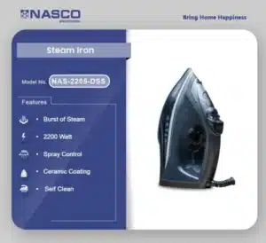 NASCO NAS-2208-DSS Ceramic Soleplate Steam Iron