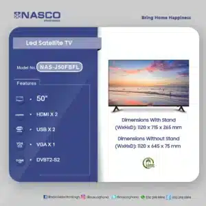 NASCO NAS-J50FBFL-G 50-Inch FHD Smart Google TV