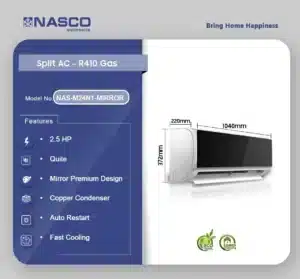 NASCO NAS-MR24N1-MIRROR 24000 BTU Inverter Split Air Conditioner - Mirror