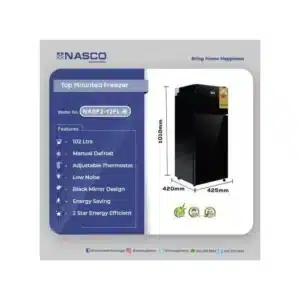 NASCO NASF2-12FL-B 280L Frost-Free Refrigerator - Mirror
